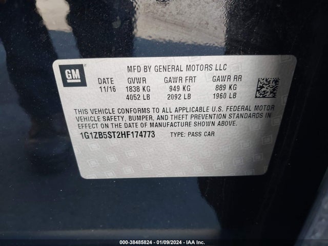2017 CHEVROLET MALIBU LS VIN: 1G1ZB5ST2HF174773