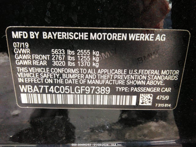 BMW 740 Xi 2020 WBA7T4C05LGF97389 Image 9