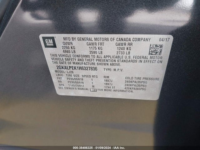 GMC Terrain Slt 2017 2GKALPEK1H6327836 Image 9