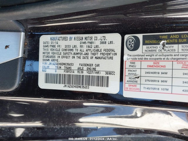 Nissan 370Z 2014 JN1AZ4EH6EM635453 Image 9