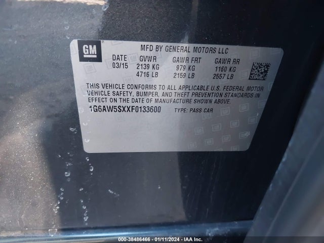 Cadillac Cts Standard 2015 1G6AW5SXXF0133600 Image 9
