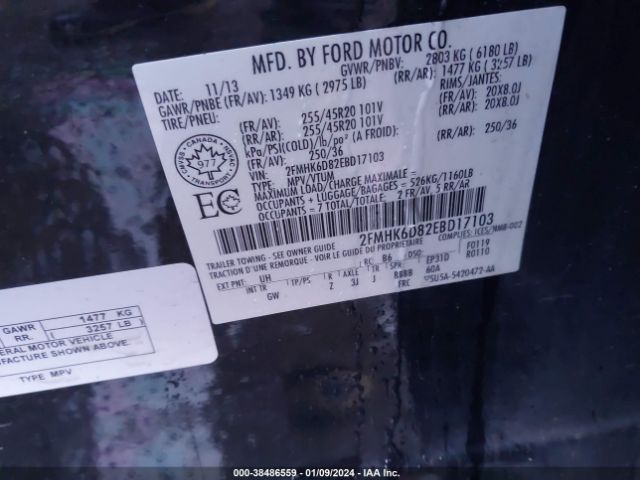 2FMHK6D82EBD17103 Ford Flex Limited