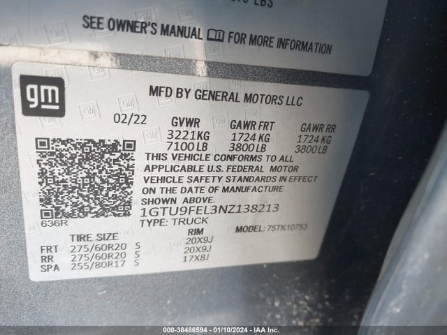 1GTU9FEL3NZ183281 GMC Sierra 1500 Limited 4wd  Short Box Denali