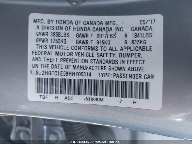 Honda CIVIC SI 2017 2HGFC1E59HH700314 Image 9