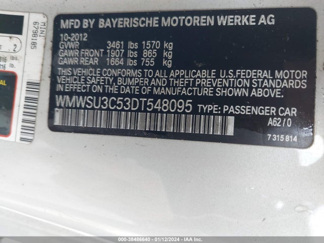 2013 MINI HARDTOP WMWSU3C53DT548095 Photo 8