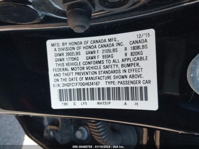 Honda Civic Ex-l 2016 2HGFC1F70GH634167 Image 9