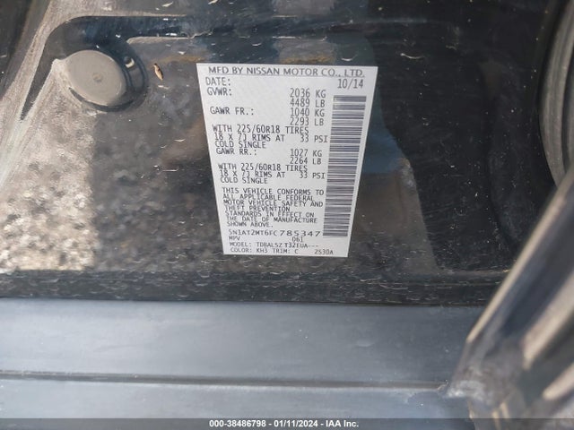 Nissan Rogue Sl 2015 5N1AT2MT6FC785347 Image 9
