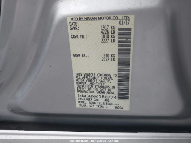Nissan Altima 2.5 Sv 2017 1N4AL3APXHC180774 Image 9