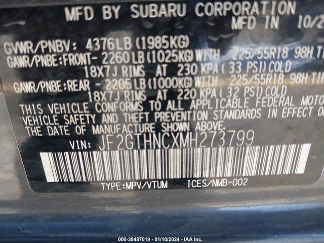 Subaru Crosstrek Limited 2021 JF2GTHNCXMH273799 Image 9