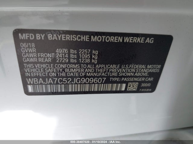 WBAJA7C52JG909607 BMW 530I