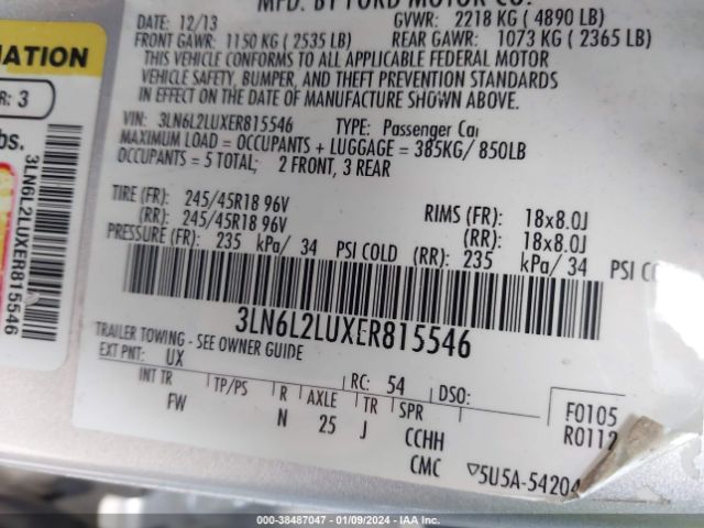 3LN6L2LUXER815546 Lincoln MKZ HYBRID
