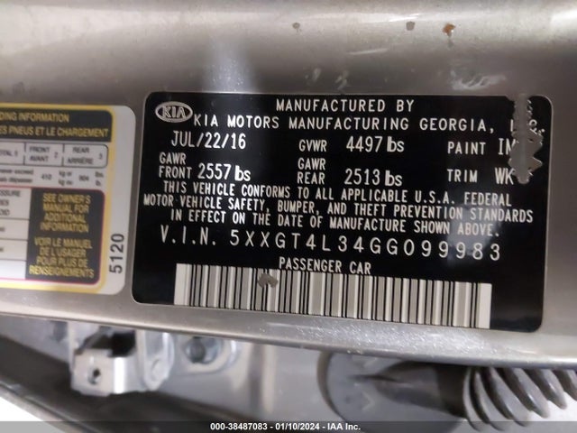 KIA Optima Lx 2016 5XXGT4L34GG099983 Image 9