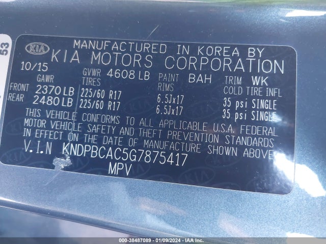 KIA Sportage Lx 2016 KNDPBCAC5G7875417 Image 9