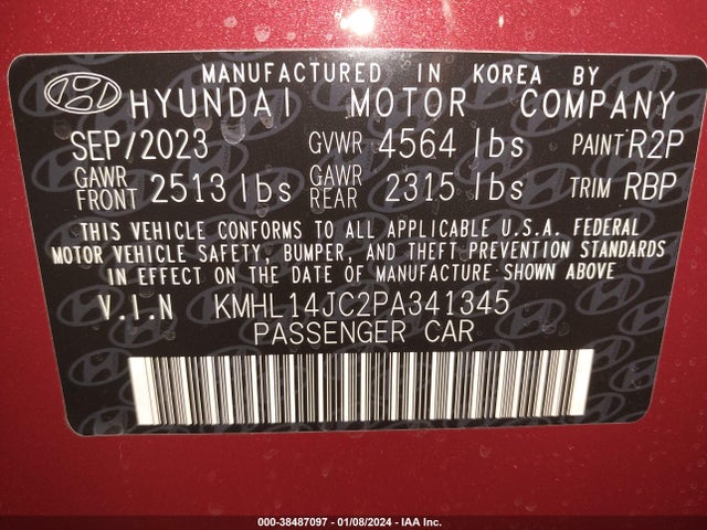 2023 HYUNDAI SONATA N LINE VIN: KMHL14JC2PA341345