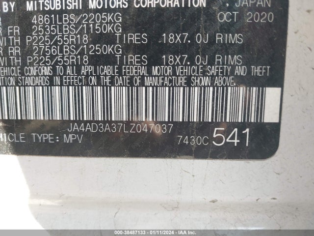 Mitsubishi Outlander Se 2.4 2020 JA4AD3A37LZ047037 Image 9