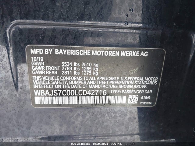 BMW M550i Xdrive 2020 WBAJS7C00LCD42716 Image 9