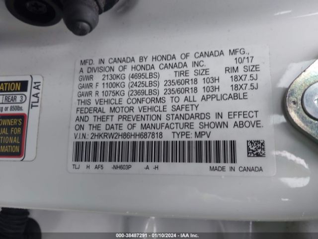 2HKRW2H86HH687818 Honda Cr-v Ex-l/ex-l Navi