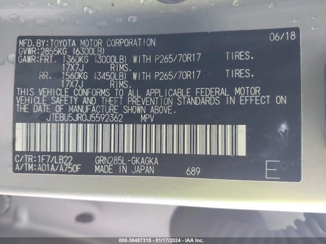 Toyota 1gr-fe 2018 JTEBU5JR0J5592362 Image 22