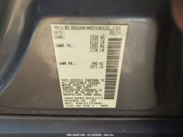 1N4AL3AP4EC903272 Nissan Altima 2.5 S