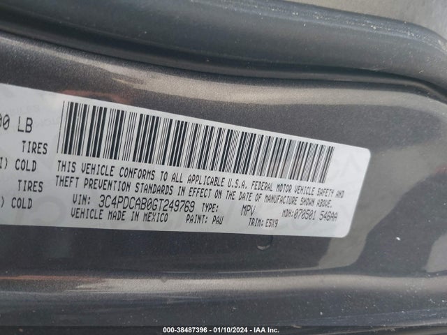Dodge JOURNEY SE 2016 3C4PDCAB0GT249769 Image 9