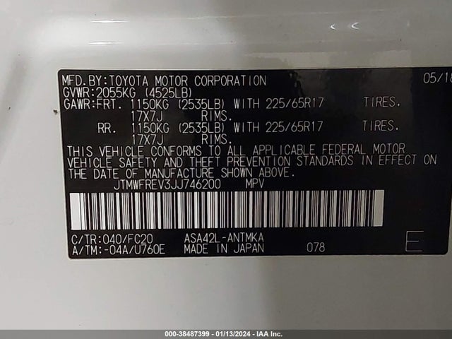 Toyota Rav4 Xle 2018 JTMWFREV3JJ746200 Image 9