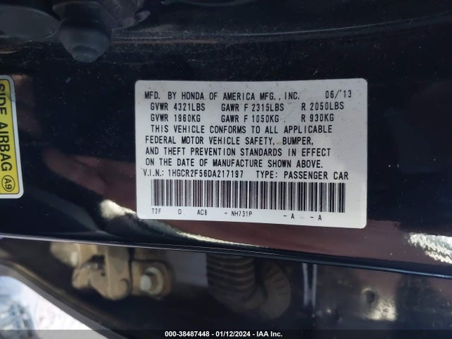 2013 HONDA ACCORD SPORT VIN: 1HGCR2F56DA217197