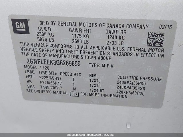 Chevrolet EQUINOX LS 2016 2GNFLEEK3G6269899 Image 9