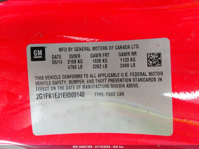 Chevrolet CAMARO 2SS 2014 2G1FK1EJ1E9309140 Image 9