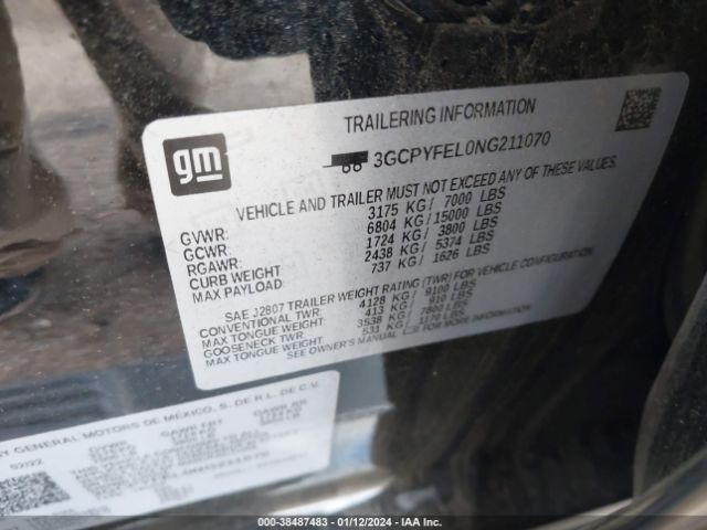 3GCPYFEL0NG211070 Chevrolet Silverado 1500 Ltd 4wd  Short Bed Lt Trail Boss