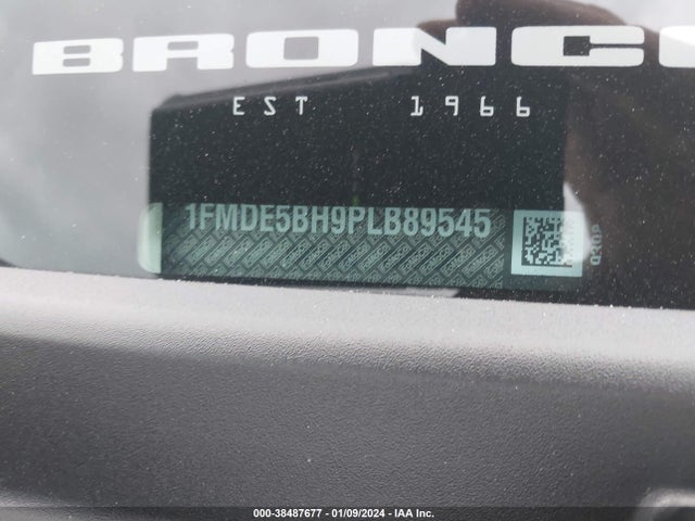 2023 FORD BRONCO OUTER BANKS VIN: 1FMDE5BH9PLB89545