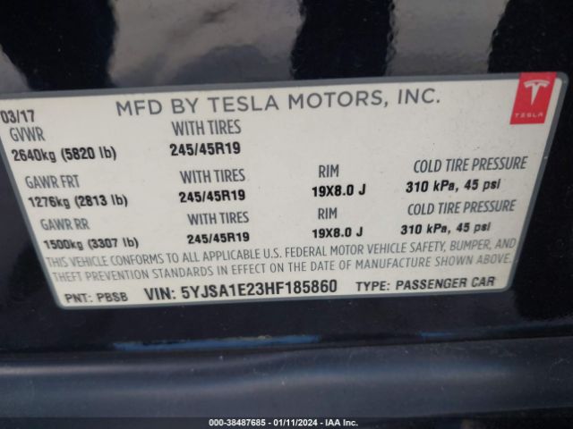 5YJSA1E23HF185860 Tesla Model S 100d/60d/75d/90d/p100d