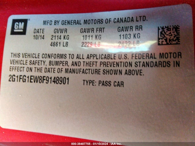 Chevrolet Camaro 1ss 2015 2G1FG1EW8F9148901 Image 9