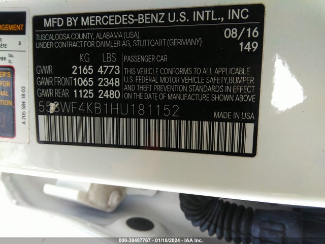 55SWF4KB1HU181152 Mercedes-Benz C 300 4matic/luxury 4matic/sport 4matic