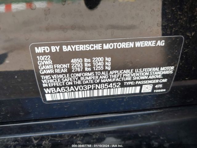 WBA63AV03PFN85452 BMW 430i Gran Coupe