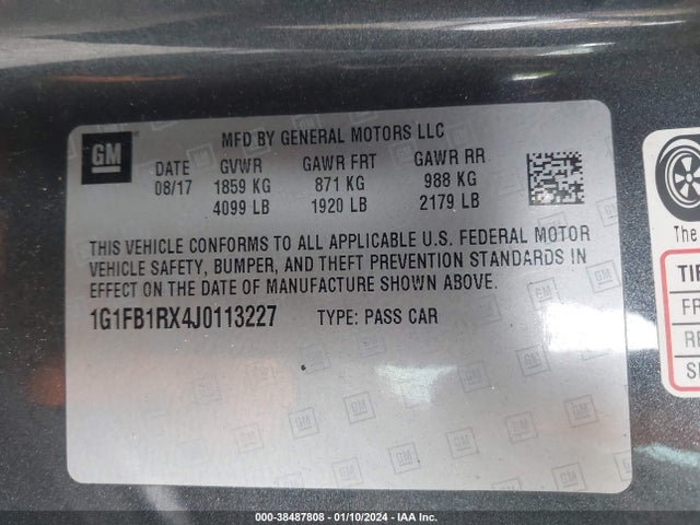 Chevrolet Camaro 1lt 2018 1G1FB1RX4J0113227 Image 9