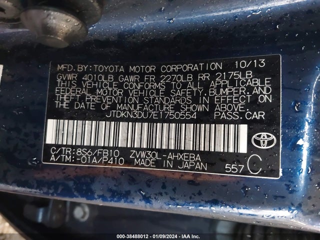 Toyota Prius Two 2014 JTDKN3DU7E1750554 Image 9