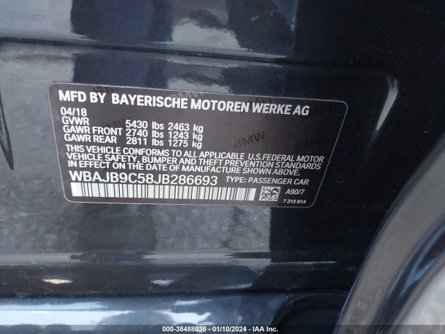 BMW M550i Xdrive 2018 WBAJB9C58JB286693 Image 9