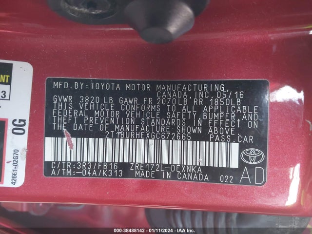 Toyota COROLLA LE 2016 2T1BURHEXGC672665 Image 9