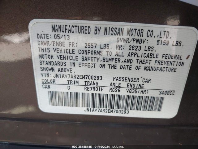 2014 INFINITI Q50 HYBRID SPORT VIN: JN1AV7AR2EM700293