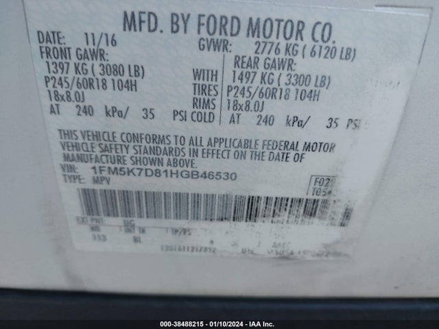 Ford Explorer 2017 1FM5K7D81HGB46530 Image 22