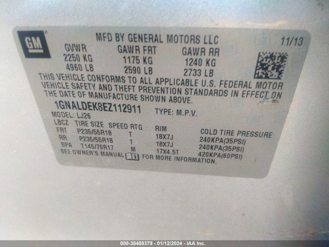 Chevrolet Equinox Ltz 2014 1GNALDEK8EZ112911 Image 9