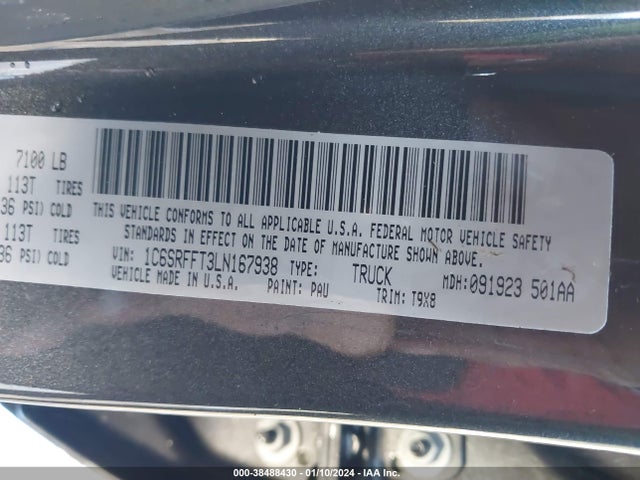 RAM 1500 Big Horn  4x4 5'7 Box 2020 1C6SRFFT3LN167938 Image 9