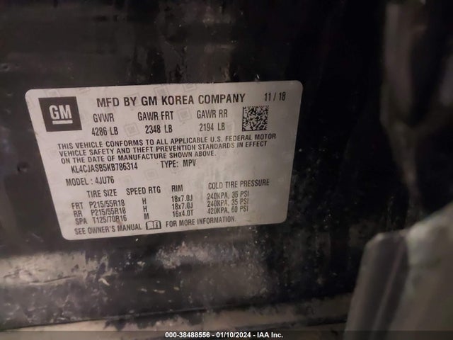 2019 BUICK ENCORE FWD PREFERRED VIN: KL4CJASB5KB786314