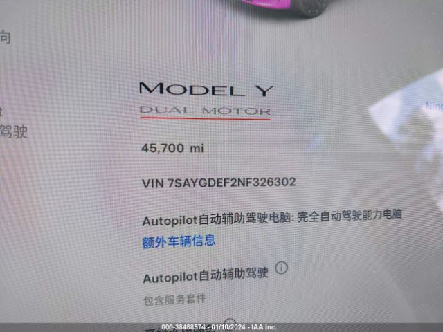2022 TESLA MODEL Y 7SAYGDEF2NF326302 Photo 6
