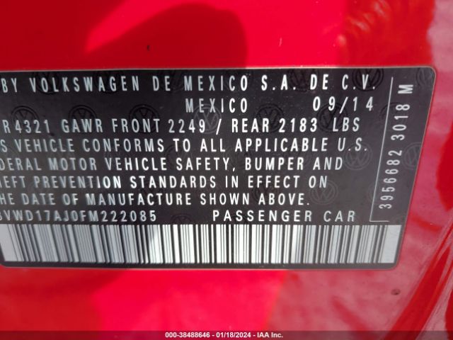 3VWD17AJ0FM222085 Volkswagen Jetta 1.8t Sport