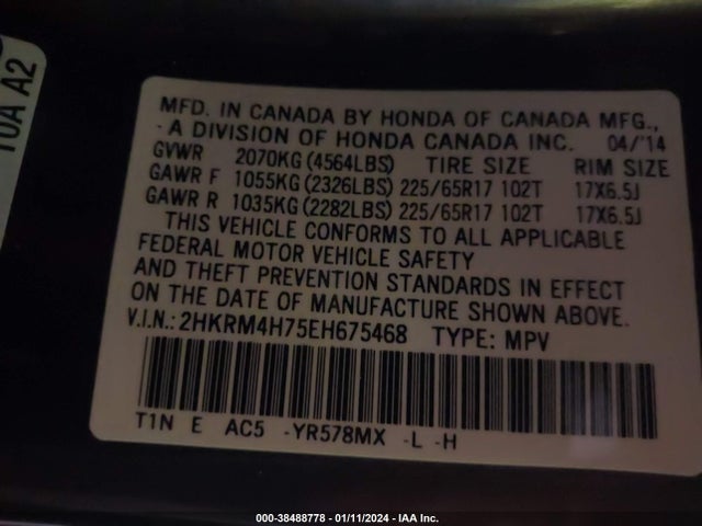 Honda Cr-v Ex-l 2014 2HKRM4H75EH675468 Image 9