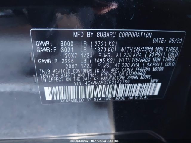 Subaru Ascent Limited 8-passenger 2023 4S4WMARD5P3442769 Image 9