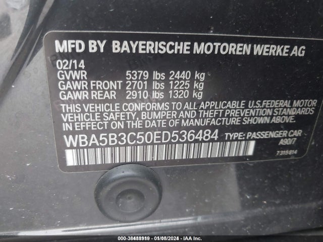 BMW 535i Xdrive 2014 WBA5B3C50ED536484 Image 9