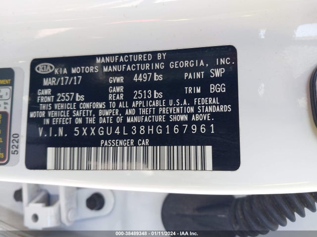 KIA OPTIMA EX 2017 5XXGU4L38HG167961 Image 9