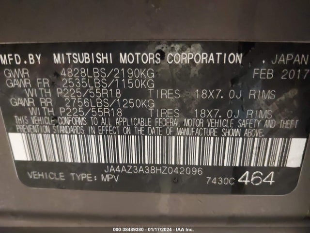 JA4AZ3A38HZ042096 Mitsubishi Outlander Se